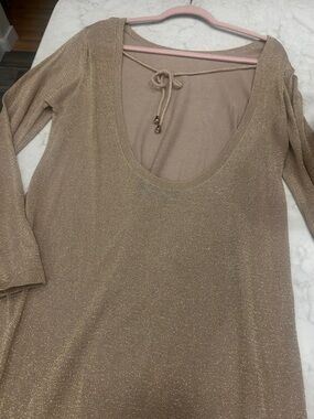 Gold Sparkle Long Sleeve Women's Swim Coverup
